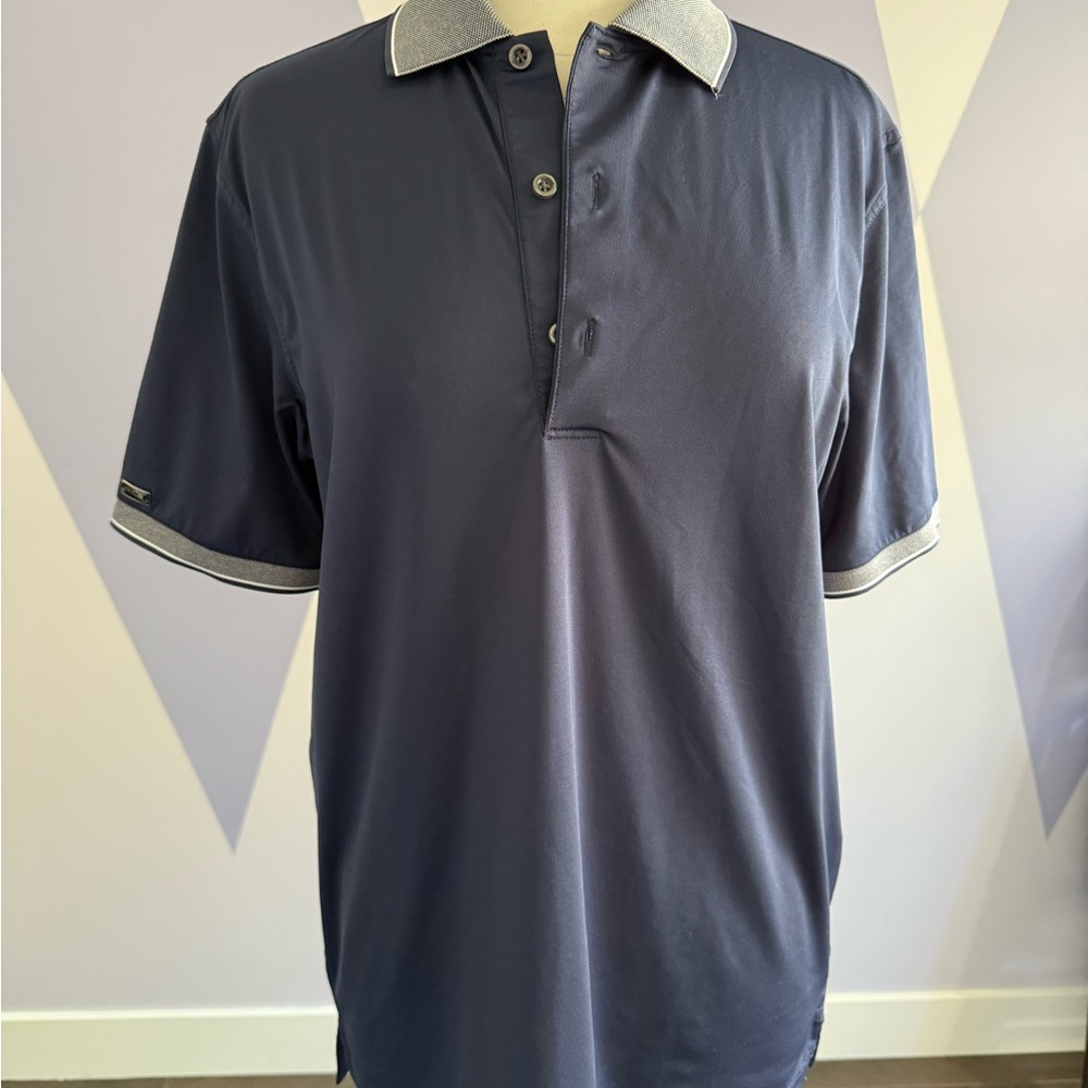 Greg Norman Collection Dark Blue Polo with Gray Accents